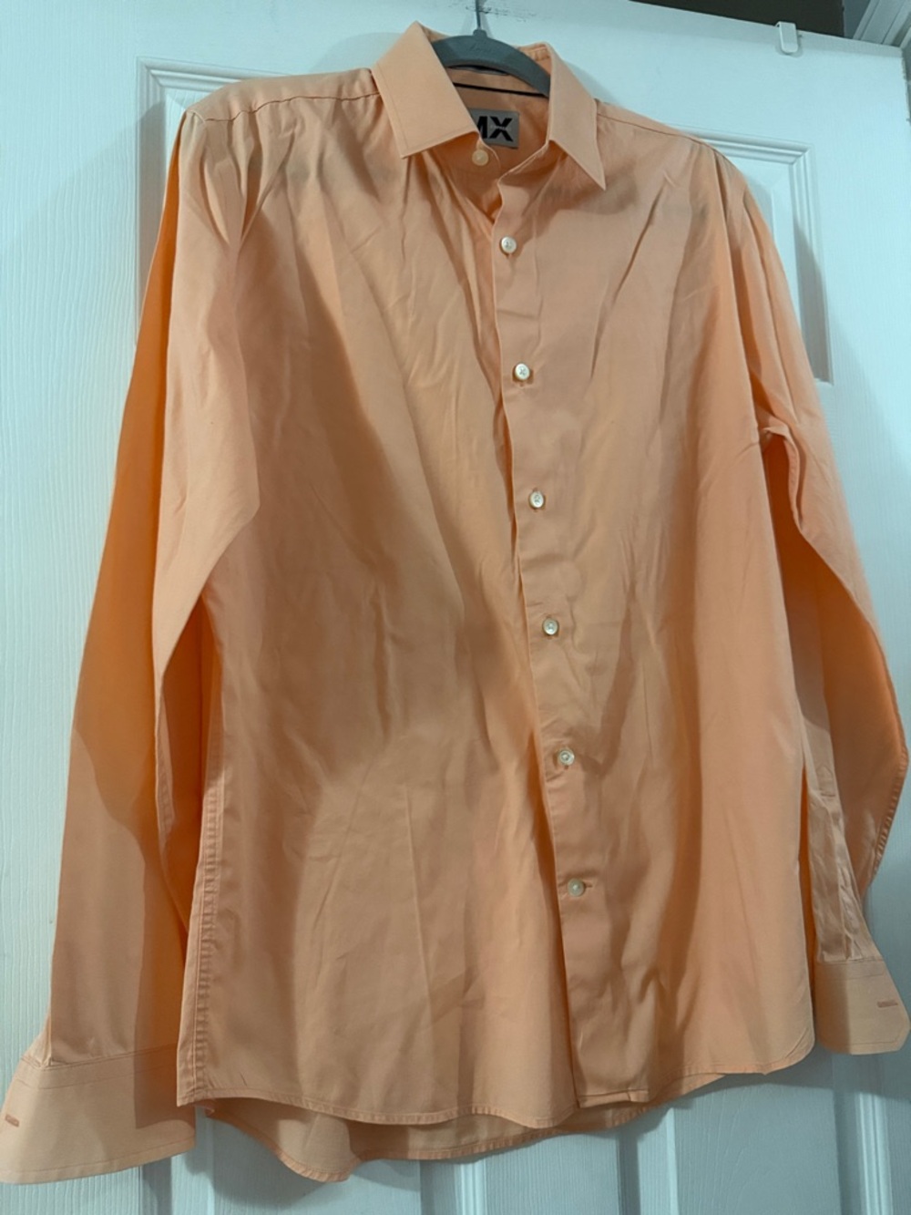 Express Men's Dress Shirt Peach Orange Solid Button-Down M 15 - 15 1/2